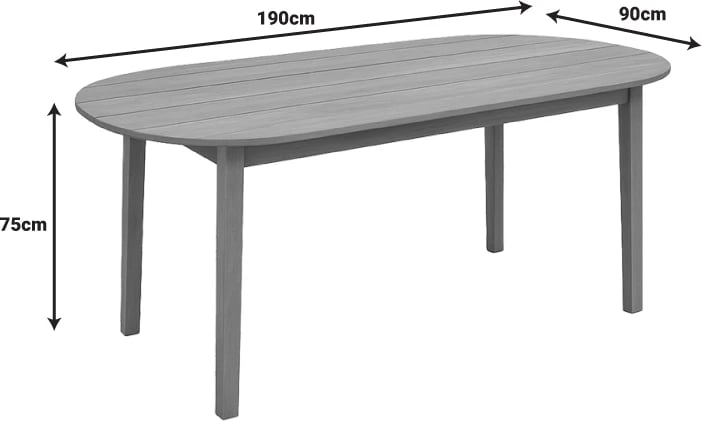Tavolinë Skyl, dru tik, ngjyrë natyrale, 190x90x75cm