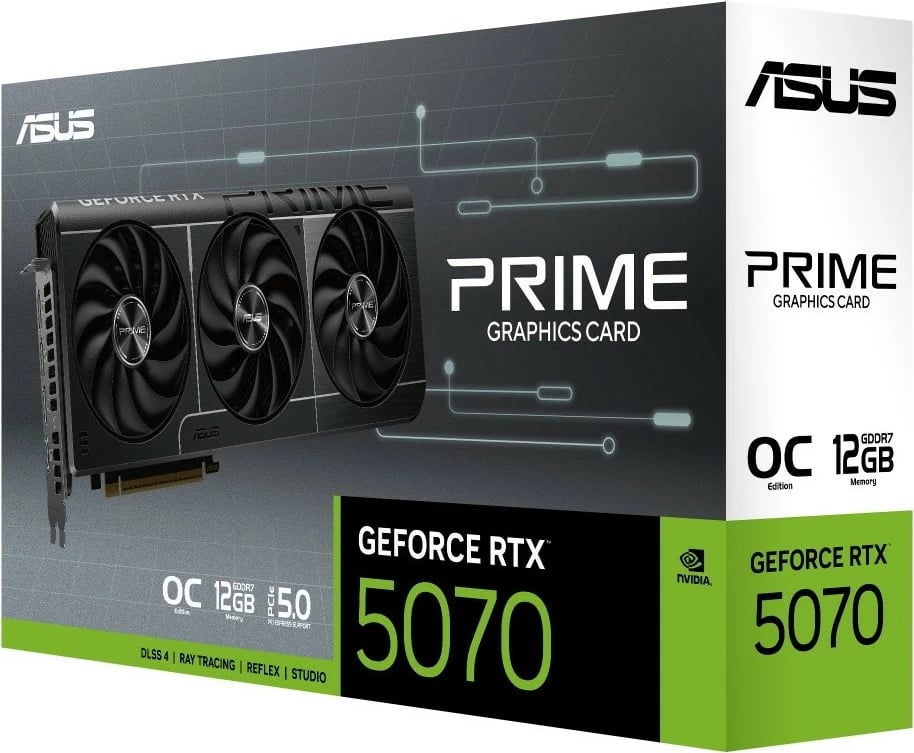 Kartelë grafike Asus GeForce RTX 5070 OC PRIME, 12 GB DDR7, PCI-E 5.0, e zezë Kartelë grafike Asus GeForce RTX 5070 OC PRIME, 12 GB DDR7, PCI-E 5.0, e zezë