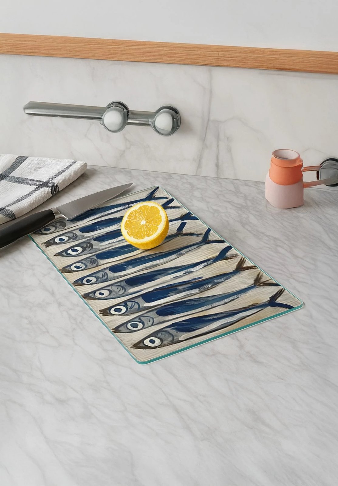 Dërrasë prerëse Hermia, xham i temperuar, shumëngjyrëshe, 20x30cm