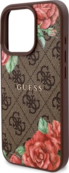 Mbështjellës Guess GUHMP16LP4ROPEMCW për iPhone 16 Pro 6.3", hardcase, MagSafe, kafe