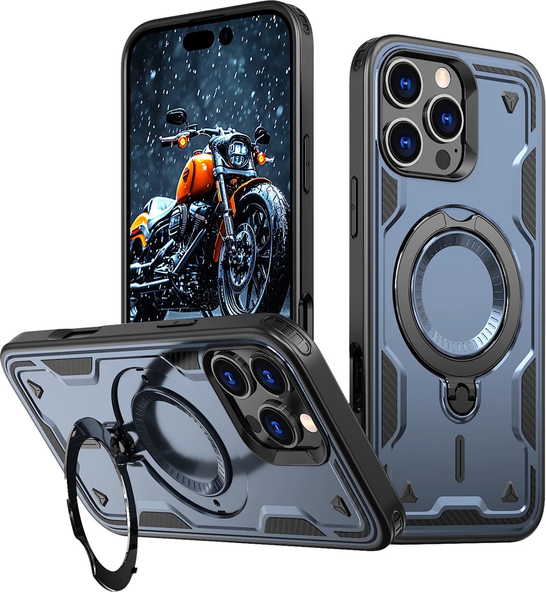 Mbështjellës Hurtel Hybrid Armor Trendy me MagSafe për iPhone 16 Pro Max, Blu
