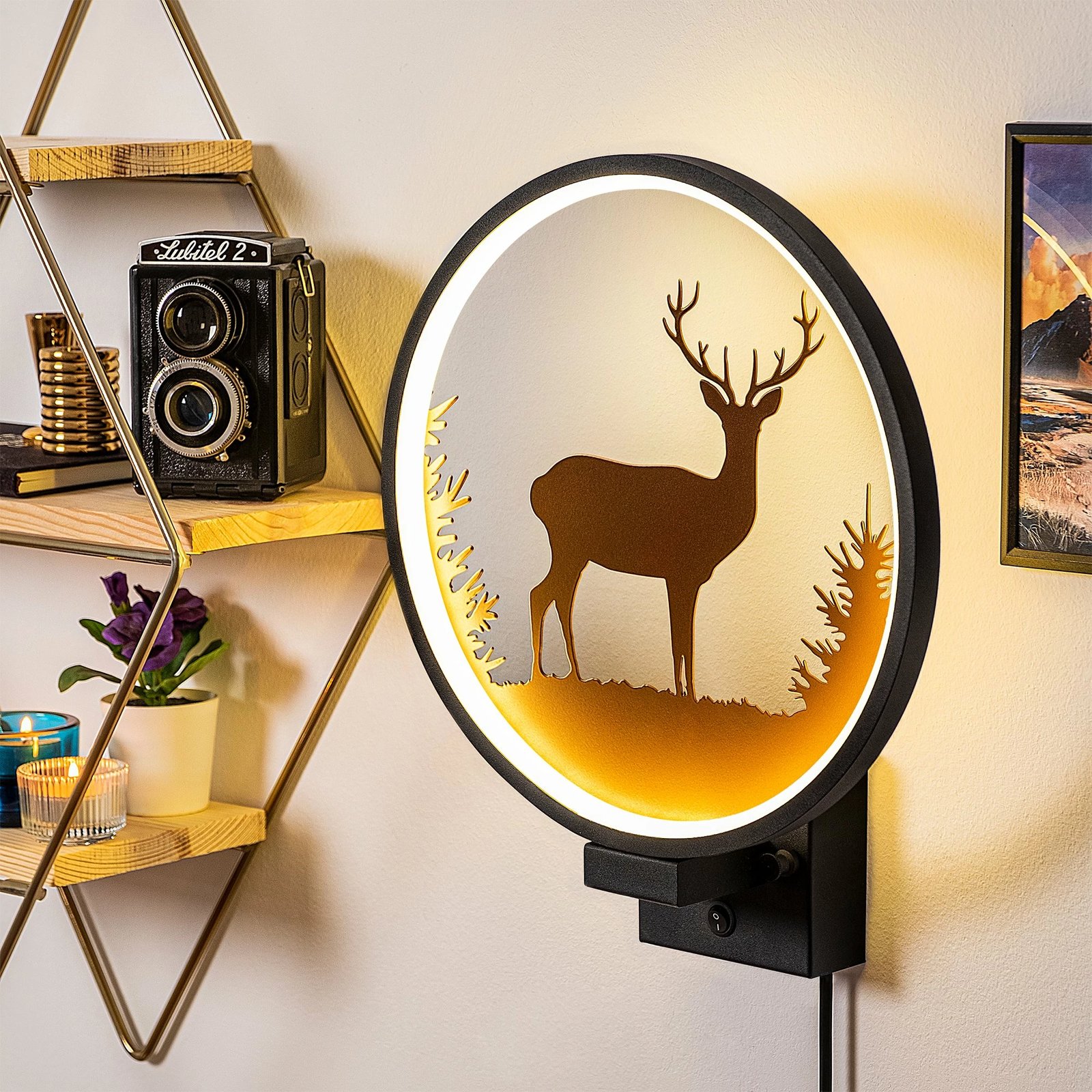 Llambë muri Opviq, XMAS23, ngjyrë e zezë dhe bakri