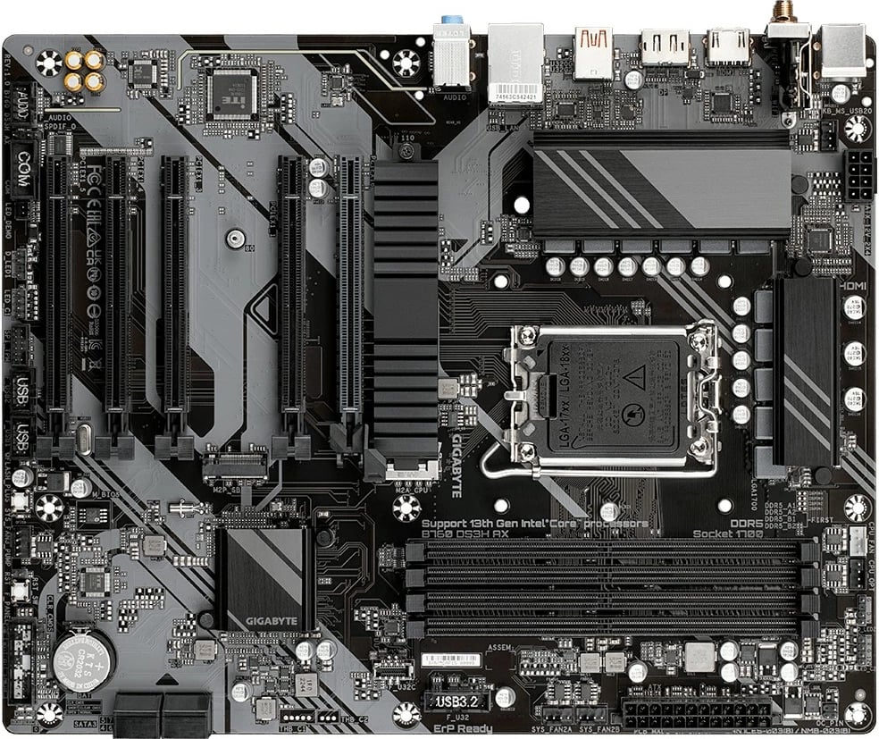 Pllakë amë Gigabyte B760 DS3H AX, ATX, LGA1700, 4x DDR5, Wi-Fi 6E, E zezë