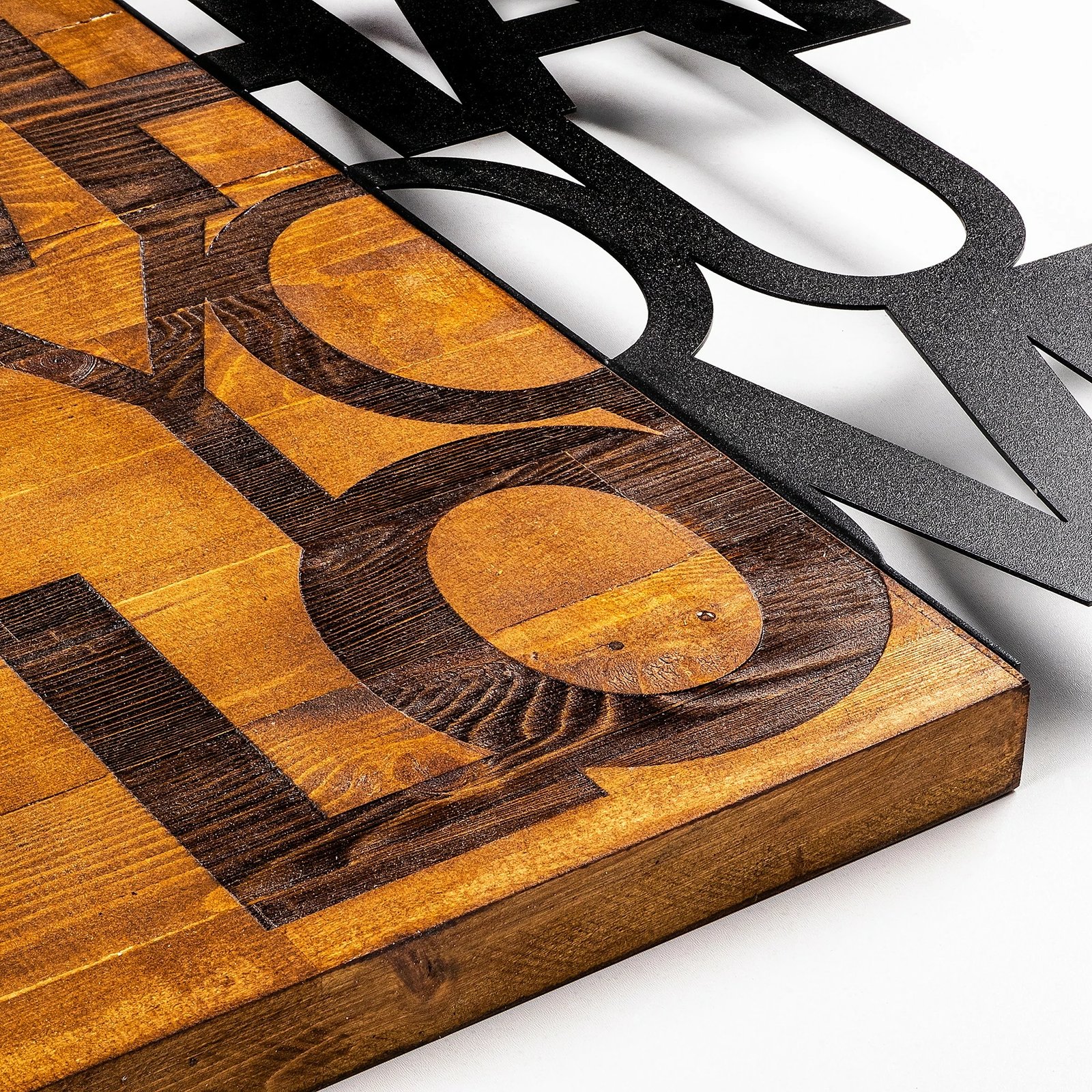 Aksesor dekorativ për mur, dru dhe metal, ngjyrë arre dhe e zezë, 54x58cm, Wallity, Do What You Love