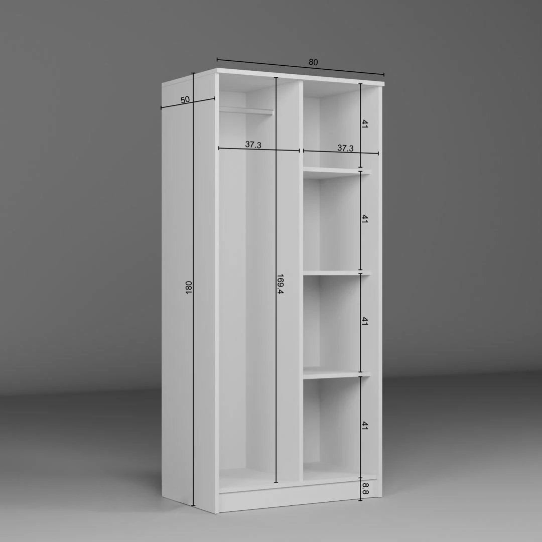 Dollap rrobash Skye Decor, i bardhë, Kardelen 1600-100