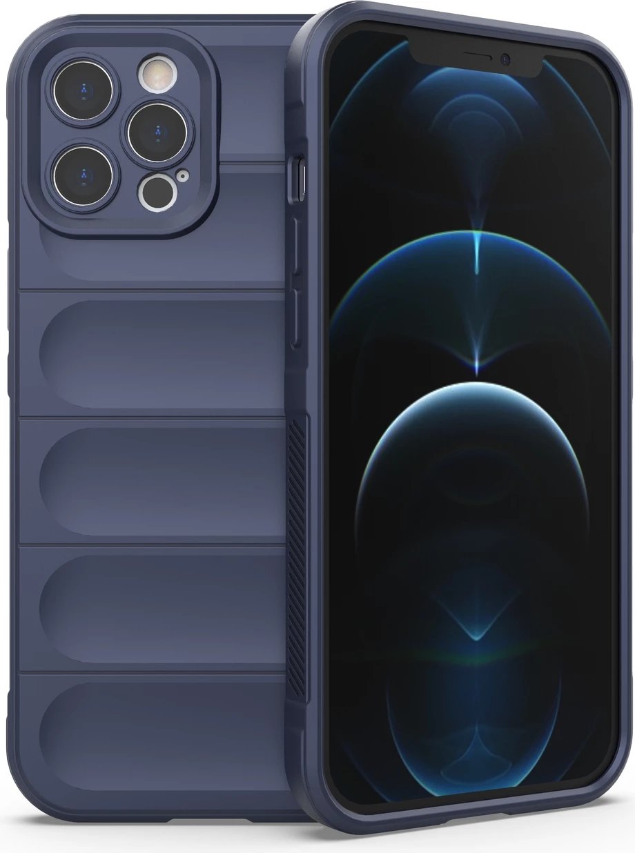 Mbështjellës Hurtel Magic Shield Case për iPhone 12 Pro Max, fleksibil, i blinduar, Kaltër e errët