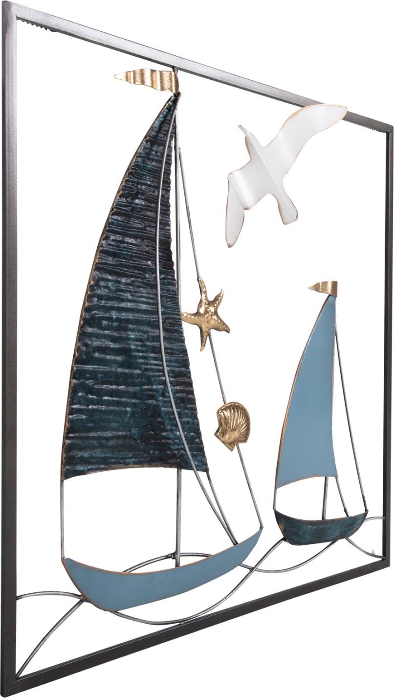 Dekor për mur katror, FH4203, metal-anije, 50x6x50 cm