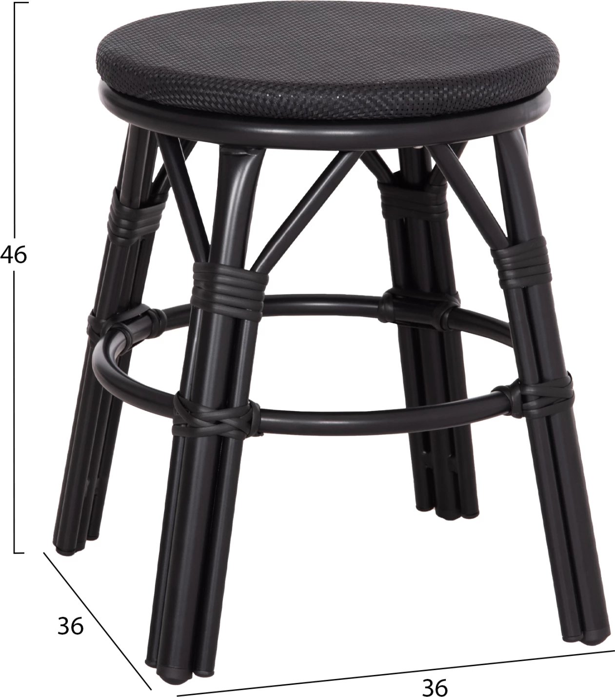 Karrige e rrumbullakët alumini, pamje bambuje, FH6285.02, ngjyrë e zezë, Φ36x46H cm