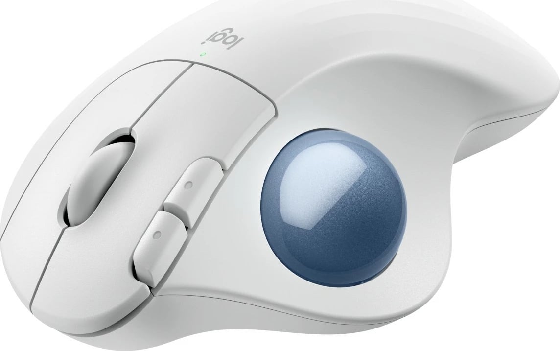 Maus Logitech 910-007030, dorë e djathtë, Trackball, RF Wireless + Bluetooth, 2000 DPI, Blu, Bardhë
