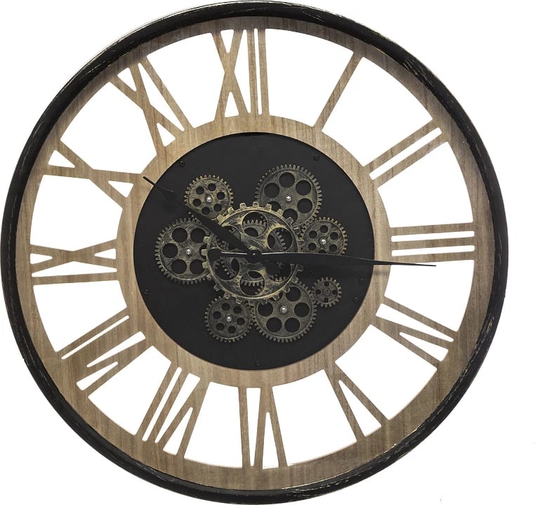 Orë muri Paul, metal-mdf, ngjyrë e zezë-natyrale, D57x6cm