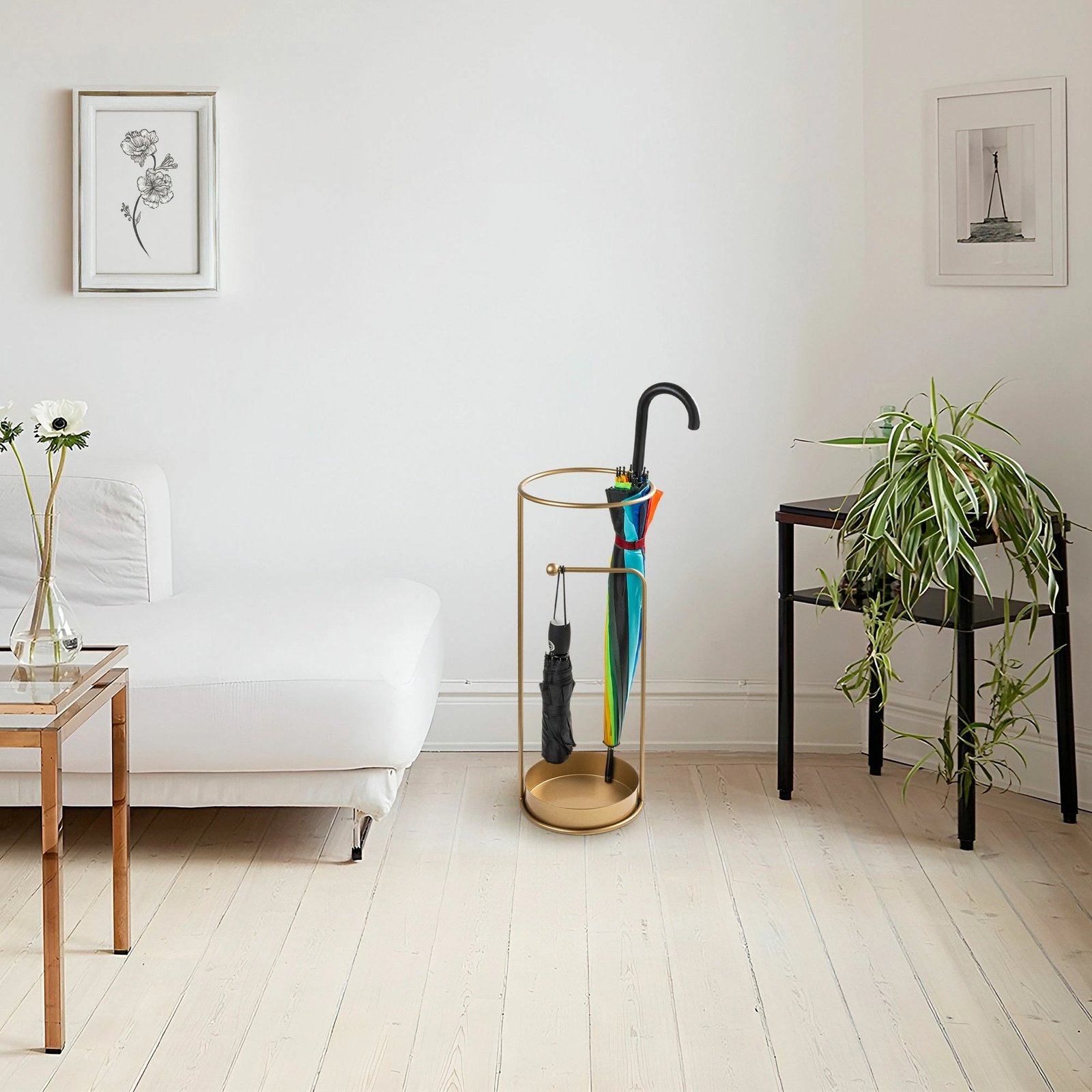 Stendë për ombrella, dizajn Aberto, ngjyrë ari, 22x22x60cm