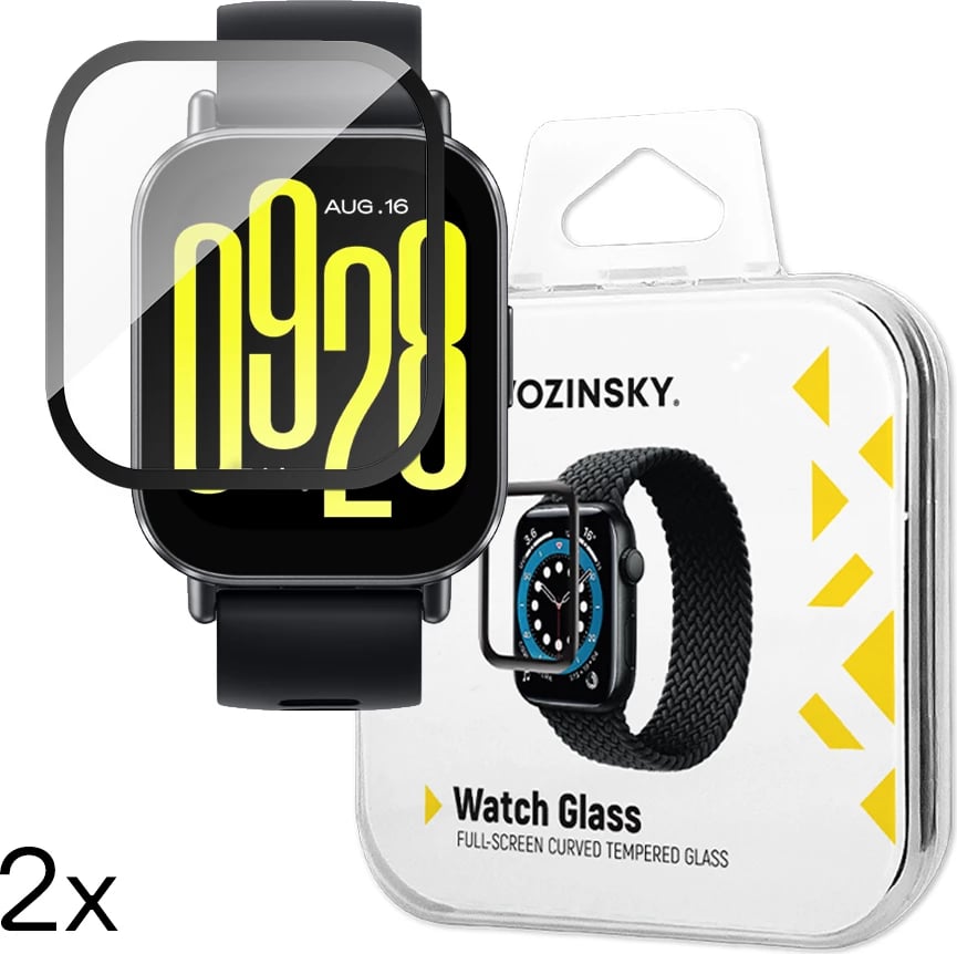 Xham i temperuar për orë Xiaomi Redmi Watch 5 Active, Wozinsky Full Glue, set 2 copë