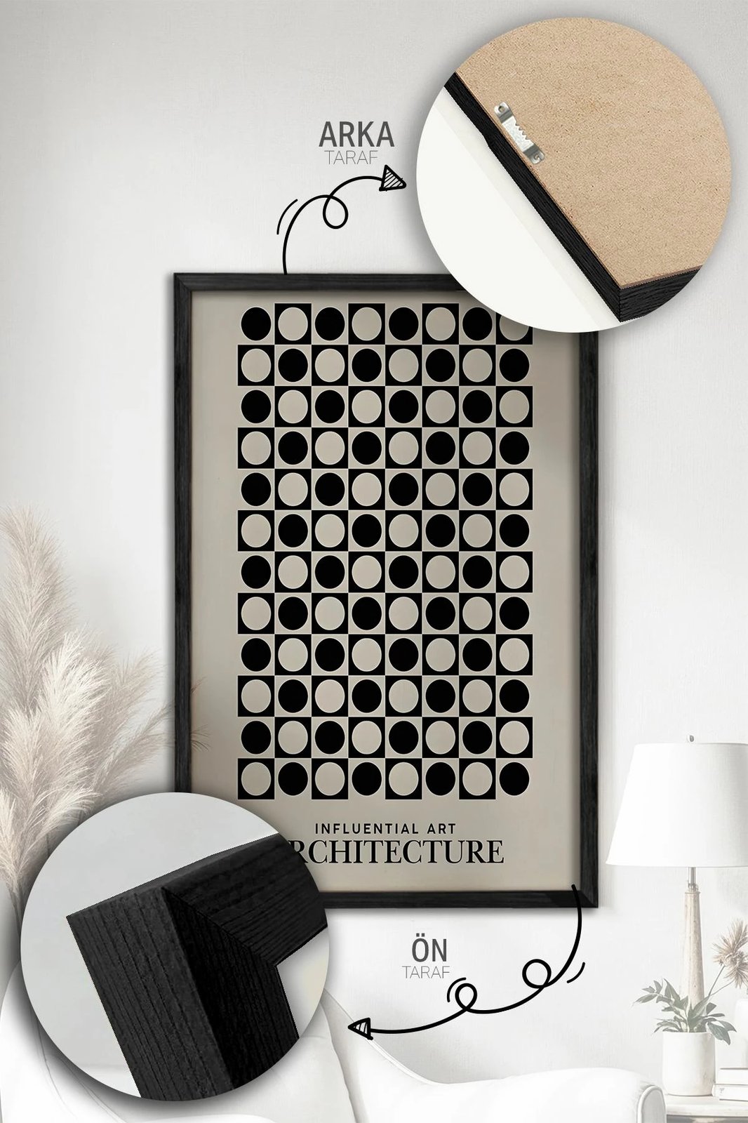 Pikturë dekorative me kornizë (3 copë), Wallity, Artvmodel35-Sıyah