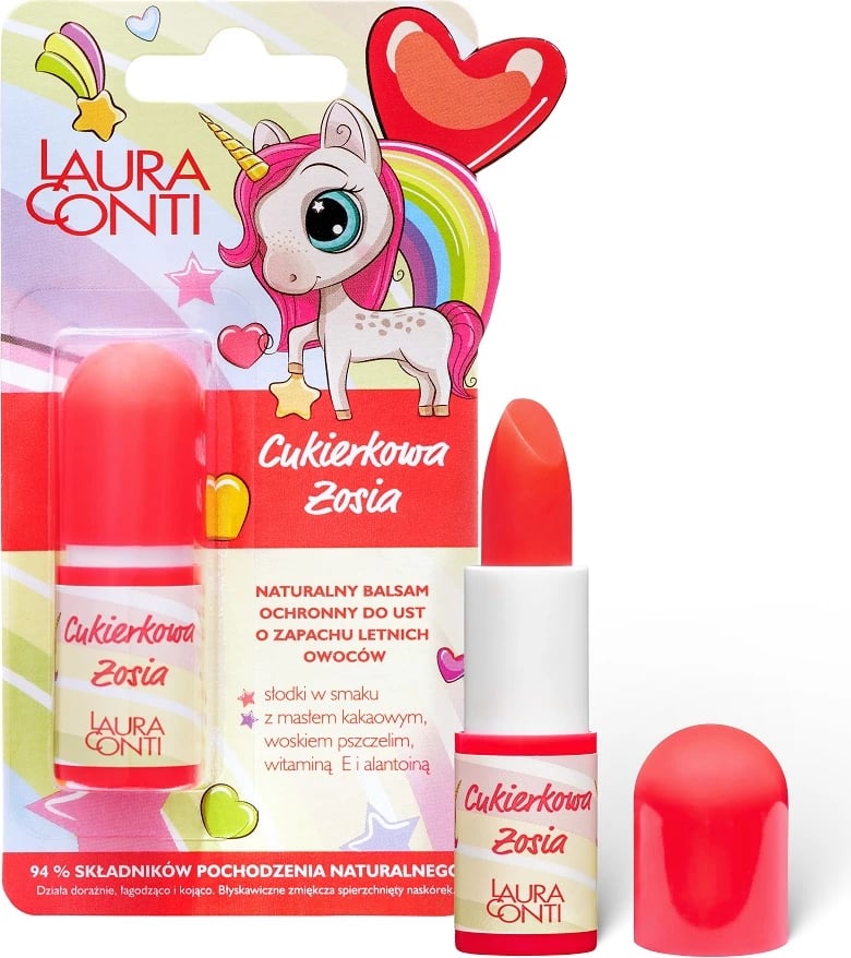 Balsam për buzë LAURA CONTI Candy Zosia për femra, aromë frutash vere, 3.8g