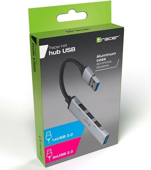 HUB USB Tracer H41, 4 porta, TRAPOD47000, argjendtë HUB USB Tracer H41, 4 porta, TRAPOD47000, argjendtë