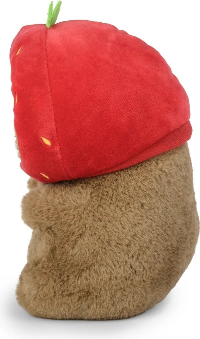Lodër pelushi Daffi Capybara M-606 me kapelë luleshtrydhe, 20 cm, Kafe e Kuqe