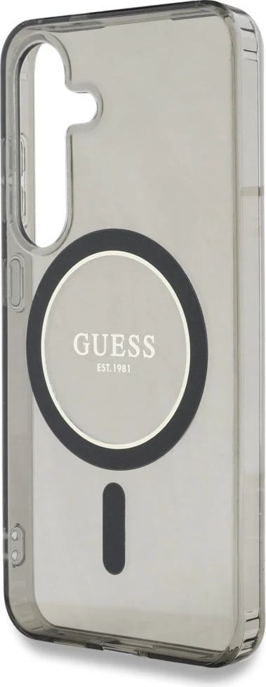 Mbështjellës Guess Glitter Circle Classic Logo MagSafe për Samsung Galaxy S25, zi Mbështjellës Guess Glitter Circle Classic Logo MagSafe për Samsung Galaxy S25, zi