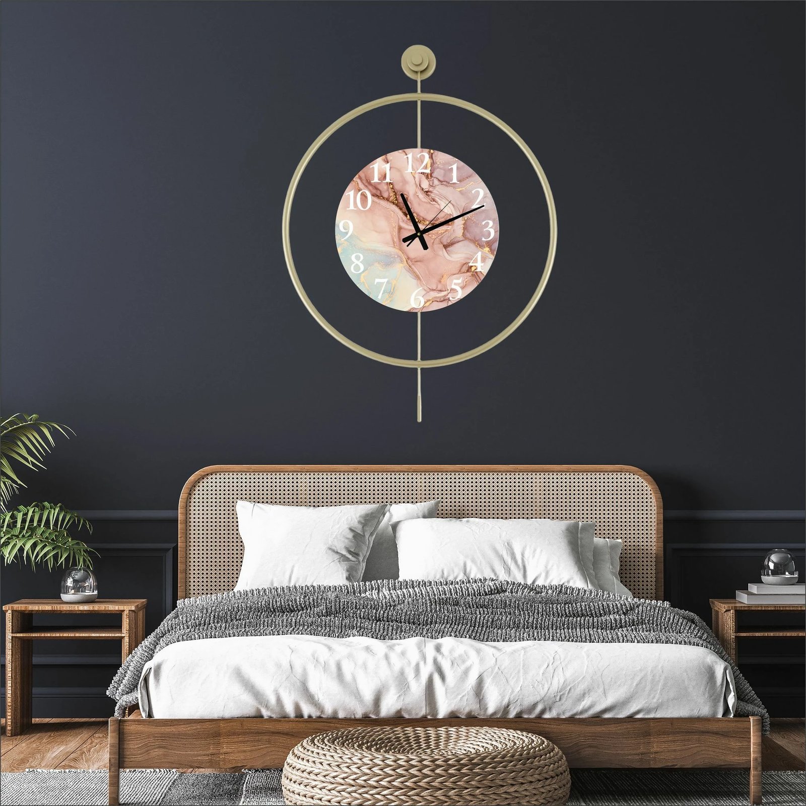 Orë muri dekorative metalike Wallity, Mclock-00116, ngjyrë ari