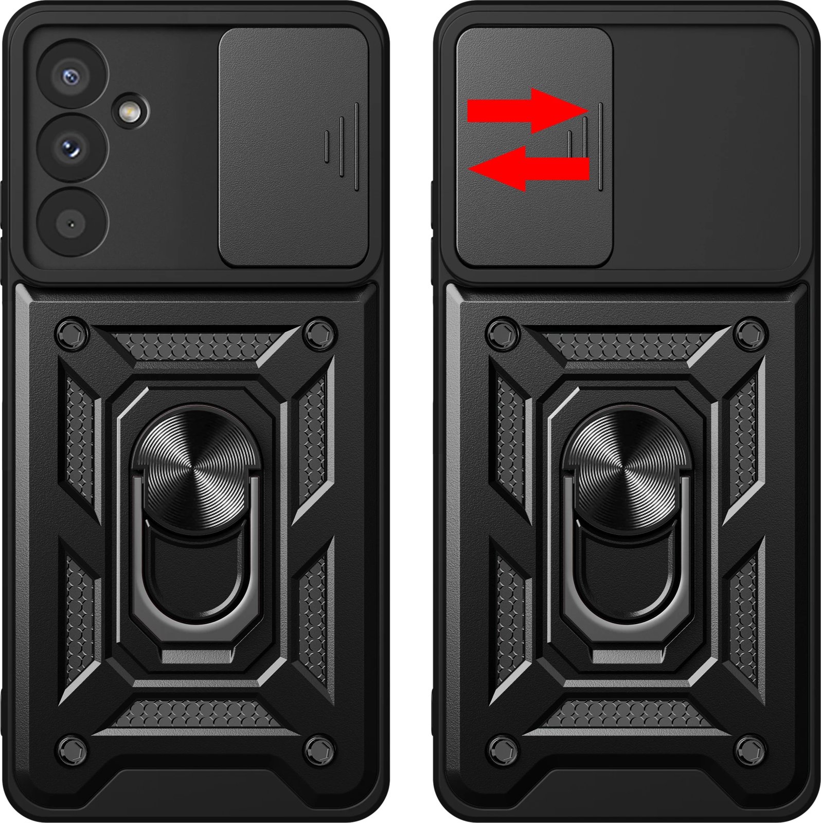 Mbështjellës Hurtel Hybrid Armor Camshield për Samsung M14, me kapak kamere, i zi