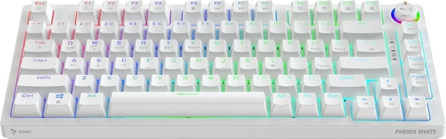 Tastierë gaming SAVIO Phenix White GAT RED, Bluetooth, QWERTY, RGB LED, e bardhë