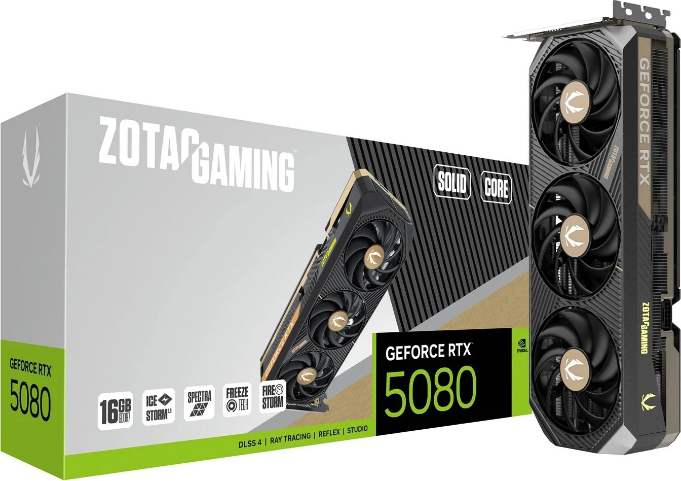 Kartelë grafike ZOTAC GAMING GeForce RTX 5080 SOLID CORE, 16 GB, e zezë