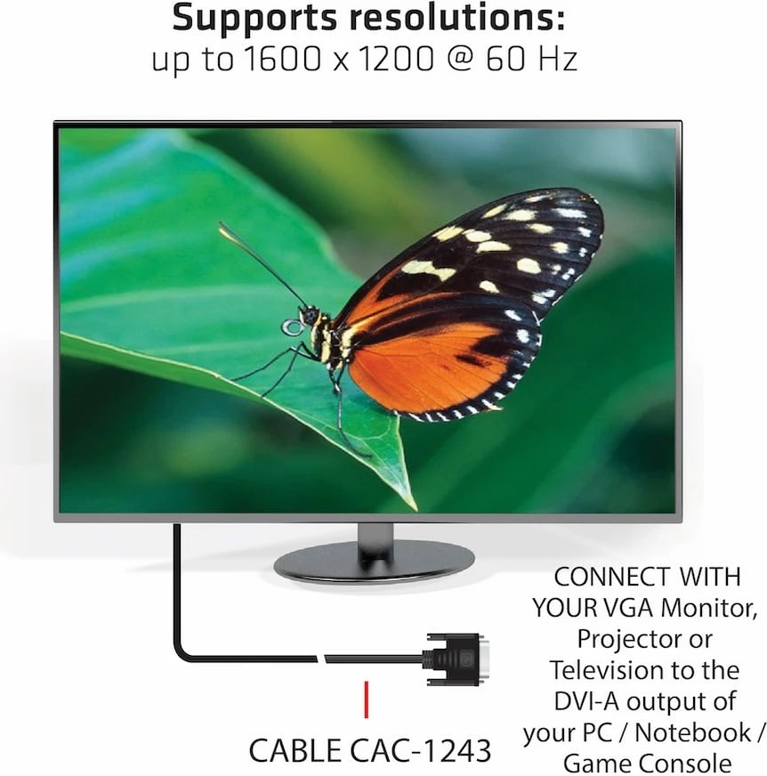 Kabllo DVI në VGA Club3D 3m, e zezë