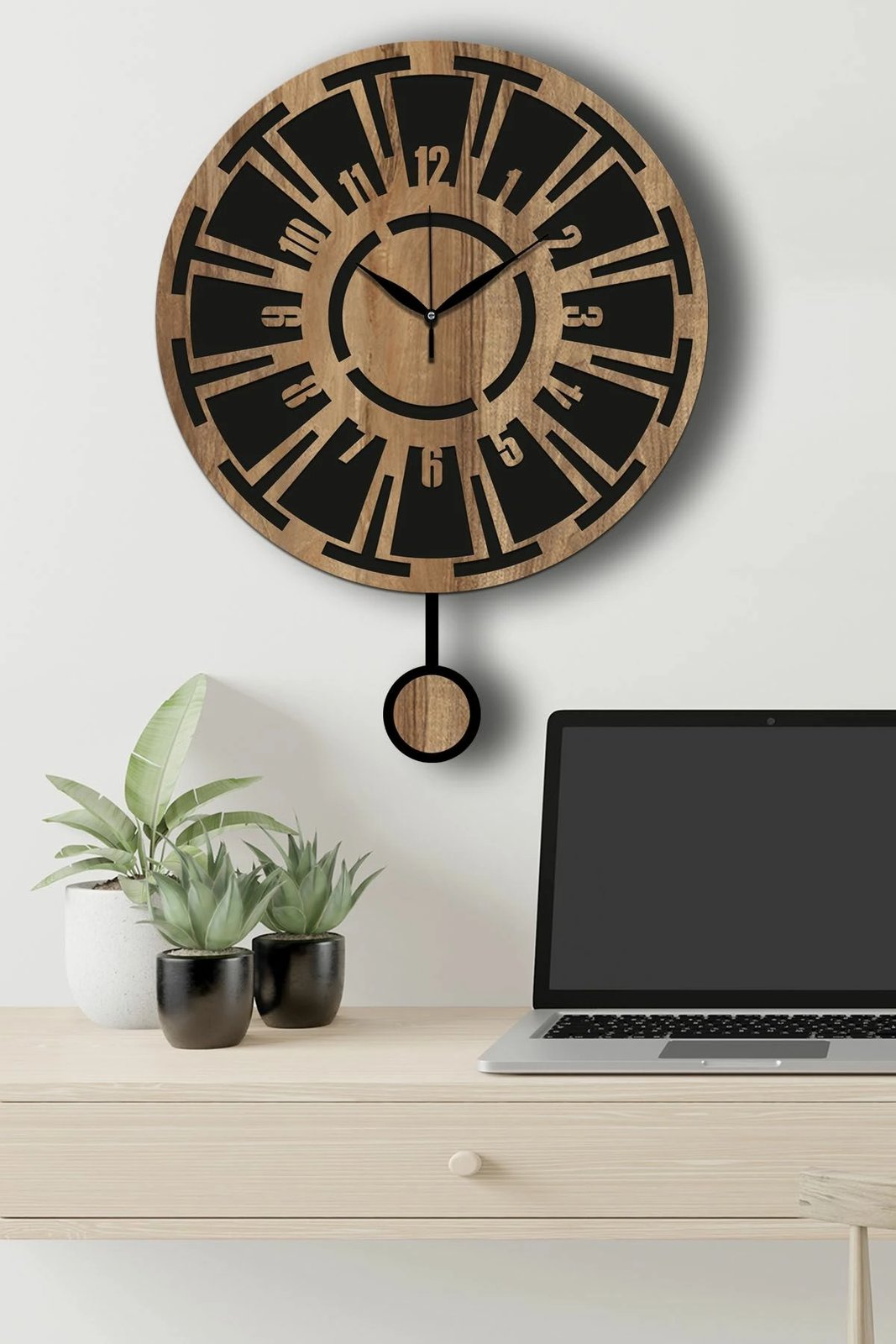 Orë muri dekorative Wallity, Vlnt114Mo, ngjyrë arre dhe e zezë