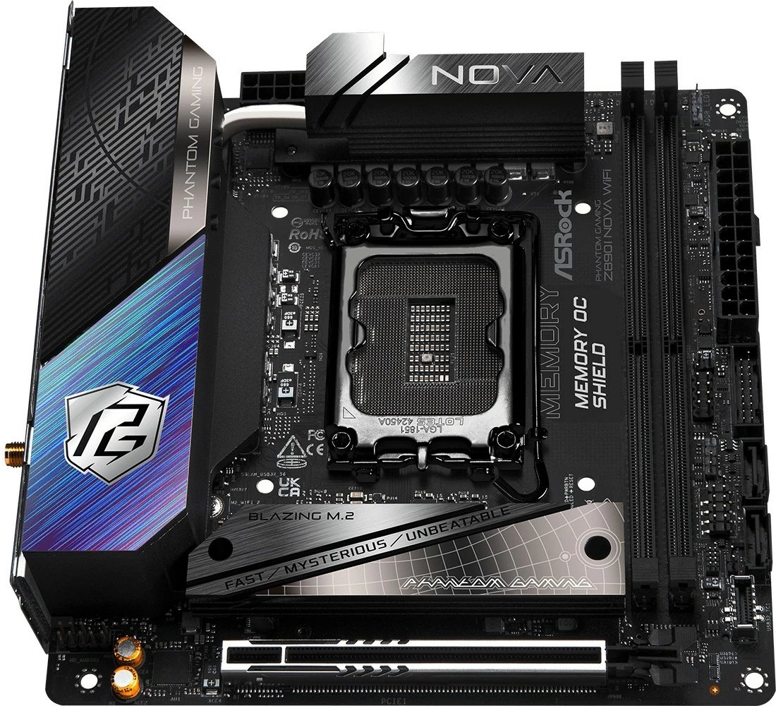 Pllakë amë ASRock Phantom Gaming Z890I Nova WiFi, LGA 1851, DDR5, Wi-Fi 7, Thunderbolt 4, mini ITX