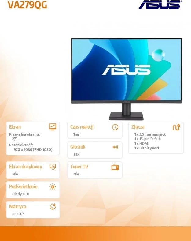 Monitor Asus VA279QG, 27", IPS, 120Hz, Full HD, i zi Monitor Asus VA279QG, 27", IPS, 120Hz, Full HD, i zi