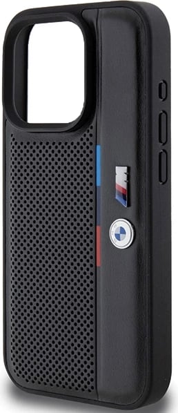 Mbështjellës BMW Perforated Tricolor Line për iPhone 15 Pro Max, i zi