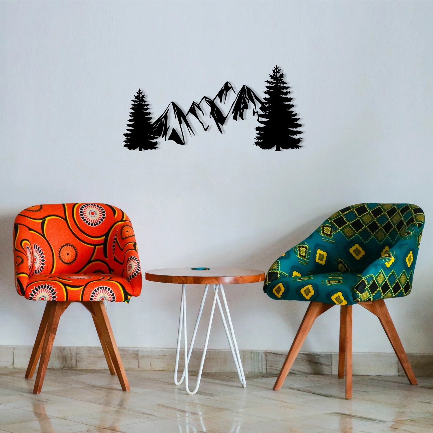 Aksesor dekorativ metalik për mur, Wallity, pishë