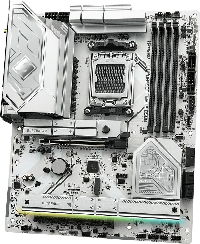 Pllakë amë ASRock B850 Steel Legend WiFi, Socket AM5, ATX, 4x DDR5, e bardhë