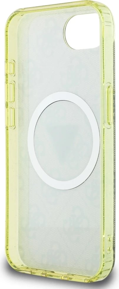 Mbështjellës Guess IML Metal Glitter 4G Circle Triangle MagSafe për iPhone 16e, Kafe