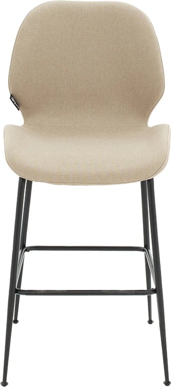 Karrige për bar Impel, këmbë metali të zeza, pëlhurë bezhë