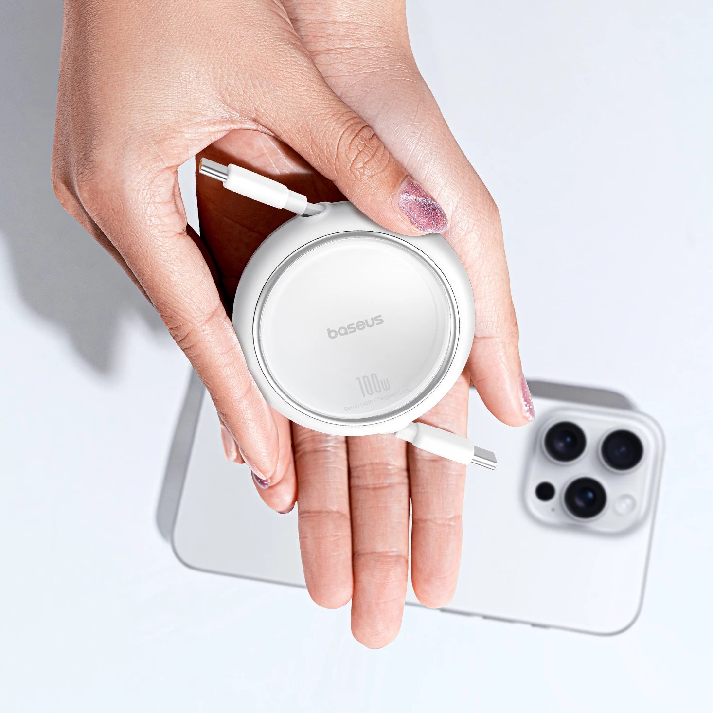 Kabllo USB-C në USB-C Baseus Free2Draw Mini, 100W, 1m, e bardhë