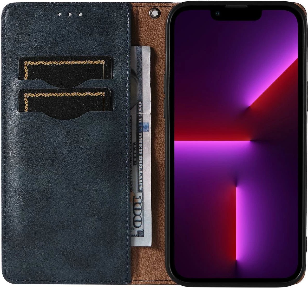 Mbështjellës Hurtel Magnet Strap Case për iPhone 12 Pro, me portofol dhe rrip dore, Blu