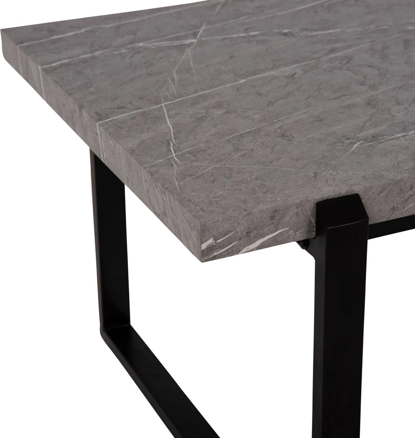 Tavolinë kafeje FH9585.02 MDF, sipërfaqe tavoline ngjyrë mermeri gri, bazë metalike e zezë, 120x60x46 cm