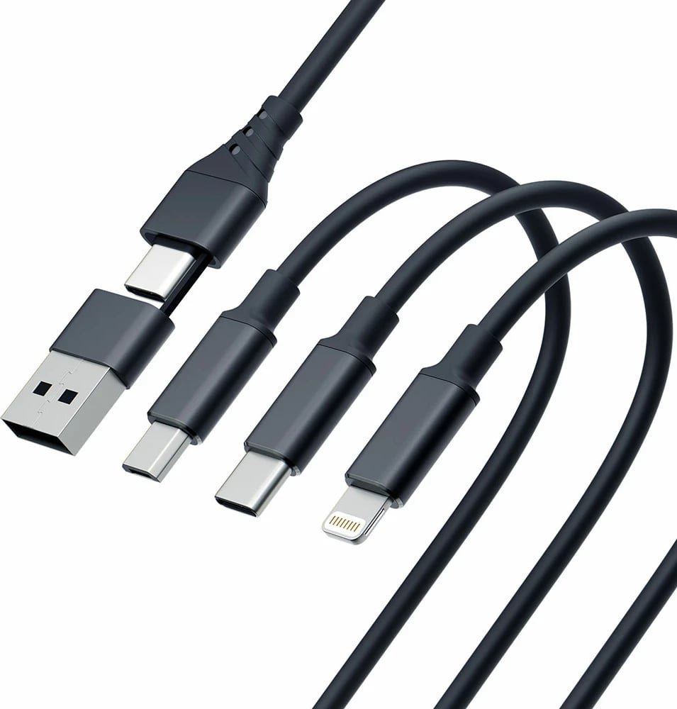 Kabllo 3in1 3mk Hyper Cable, 1.5m, USB-A në USB-C/Micro USB/Lightning, e zezë Kabllo 3in1 3mk Hyper Cable, 1.5m, USB-A në USB-C/Micro USB/Lightning, e zezë