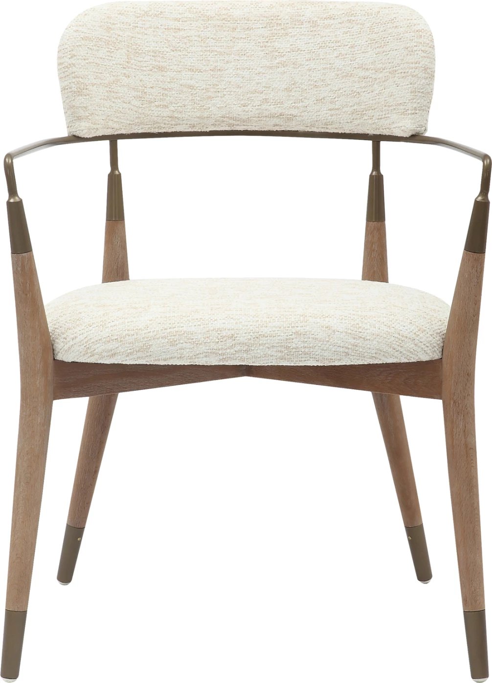 Karrige për ngrënie ROY FH9978.01, këmbë druri ahu, krahë metali, pëlhurë ngjyrë ecru, 51x48x77,5H cm, set prej 2 copash