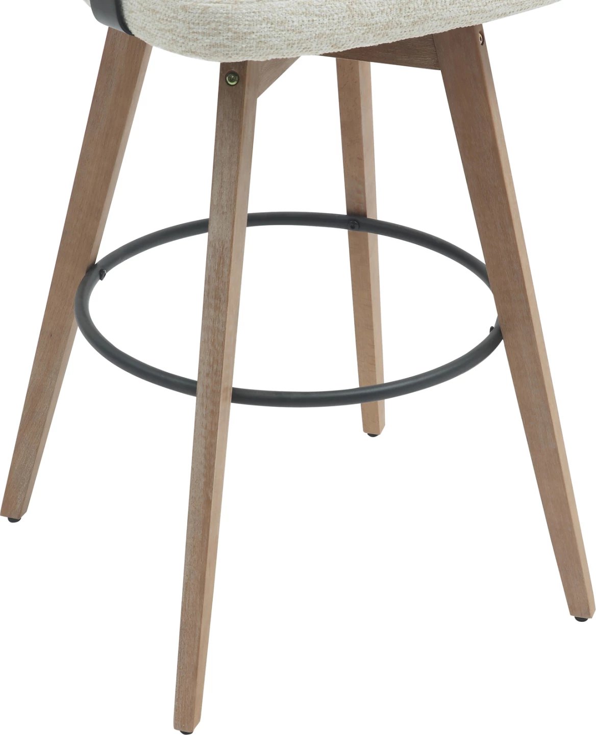 Karrige për bar, lartësi mesatare, rrotulluese, LANI FH9988.01, këmbë druri ahu, shpinë kompensatë, ndenjëse pëlhure ecru, 52,5x50.5x88H cm, set prej 2 copash