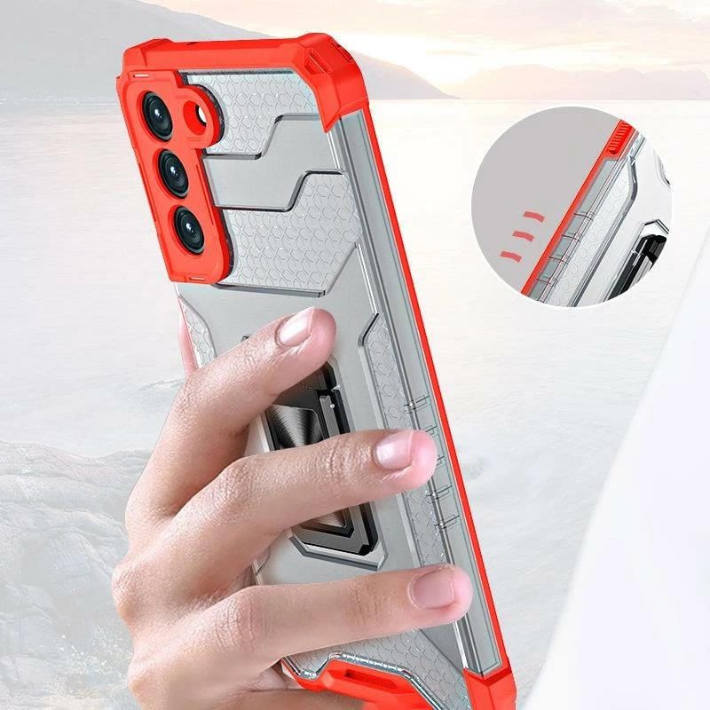 Mbështjellës Hurtel Crystal Ring Case për Samsung Galaxy S22+, me mbajtëse magnetike, Blu