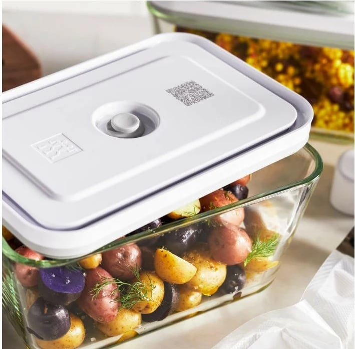 Enë qelqi për ruajtje me vakum, Zwilling Fresh & Save 36803-200-0, 0.95 L, për furrë/mikrovalë/ngrirës, transparente e bardhë