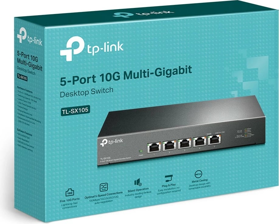 Switch rrjeti TP-LINK TL-SX105, 5x10G, desktop, metalik