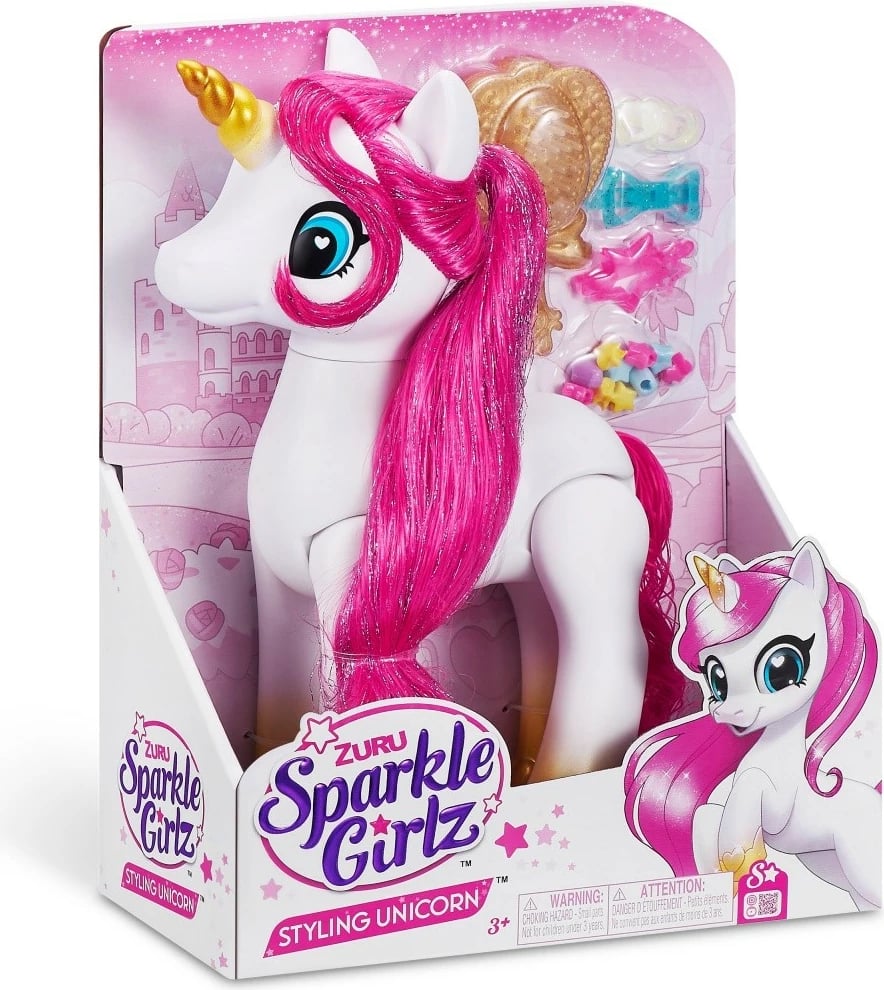 Set figurina unicorn Sparkle Girlz ZURU, 12 copë, plastikë, rozë/vjollcë