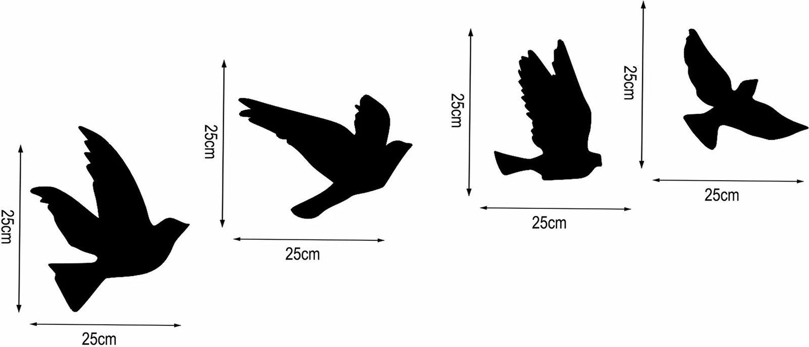 Aksesor dekorativ metalik për mur, zogj, Wallity, 4 copë Aksesor dekorativ metalik për mur, zogj, Wallity, 4 copë