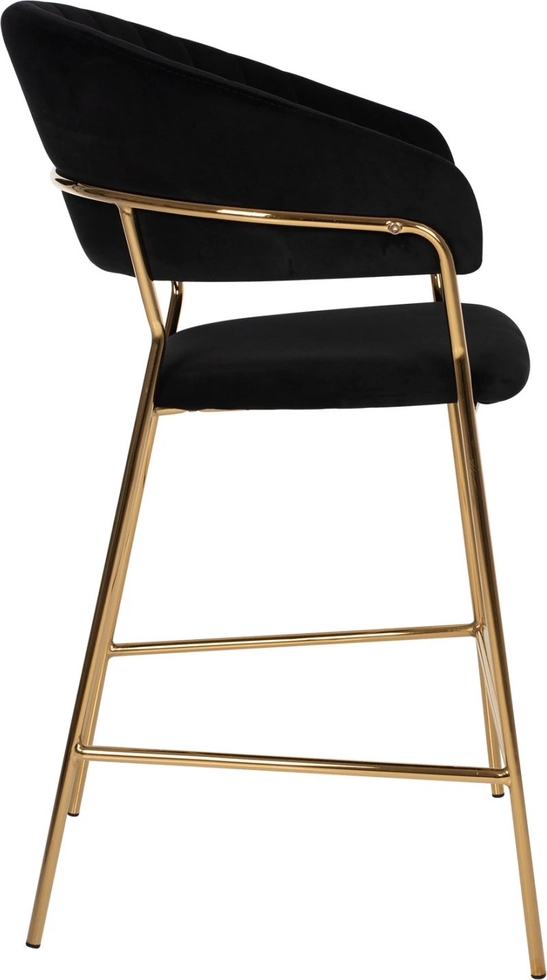 Karrige për bar THEODORE, FH8734.04, kadife e zezë, kornizë metali e artë, 60x55x100H cm., set prej 2 copë