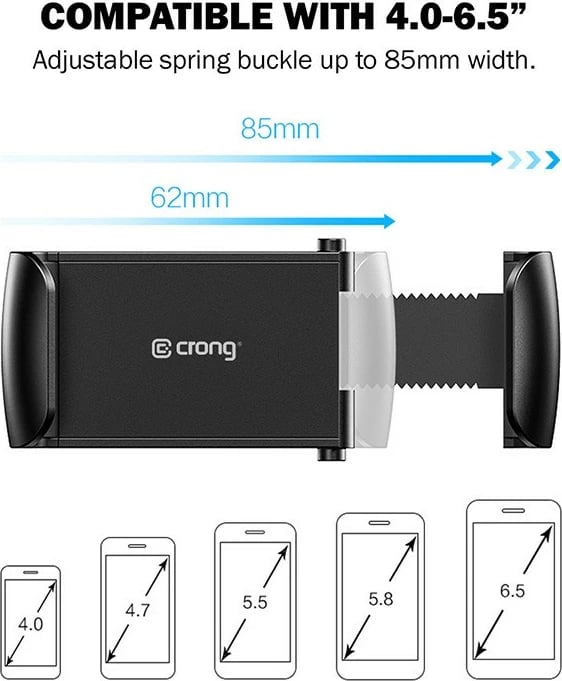 Mbajtës universal për celular, CRONG CRG-CH2-BLK, për makinë, i zi