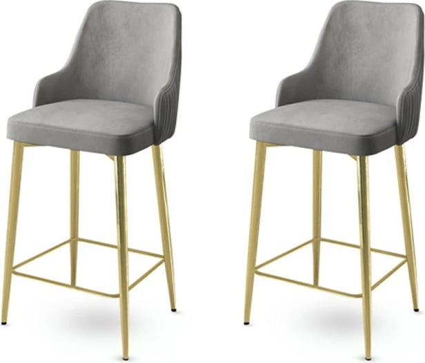 Set karrigesh për bar (2 copë), Hanah Home, Enox, gri, ari