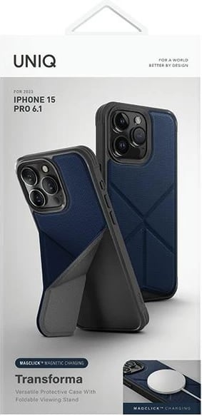 Mbështjellës UNIQ Transforma Magclick për iPhone 15 Pro, MagSafe, kaltër