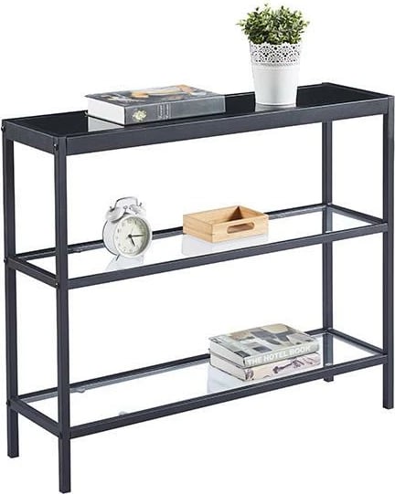 Konsolë metali Nextdeco me sipërfaqe xhami, H76x91.5x25.5cm